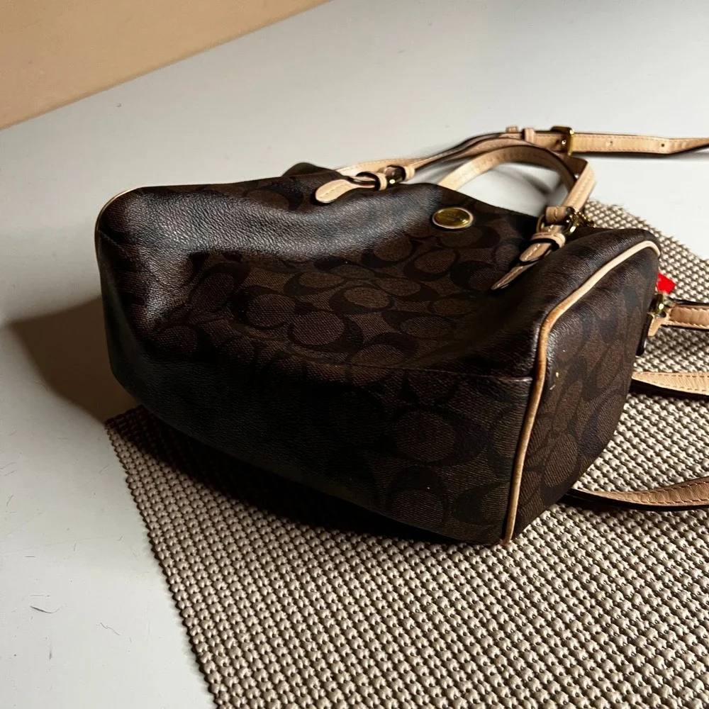 Coach Signature Satchel and Card Case Set Brown Tan Crossbody Bag F58312